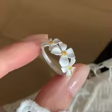 Women's 925 Sterling Silver Hollow Out Flower Ring