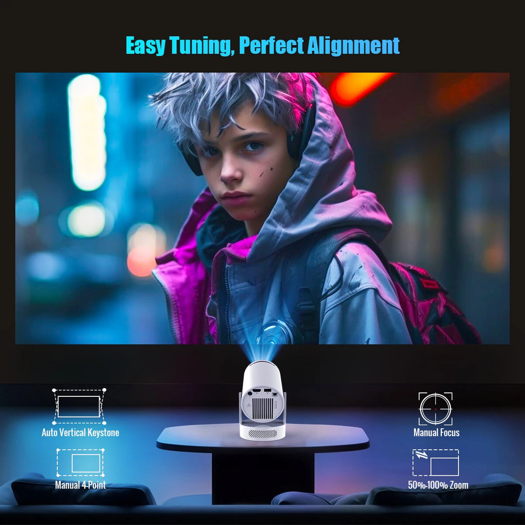 HY300 Pro+ Mini Projector Android 14 720P WiFi 6 Bluetooth 5.4