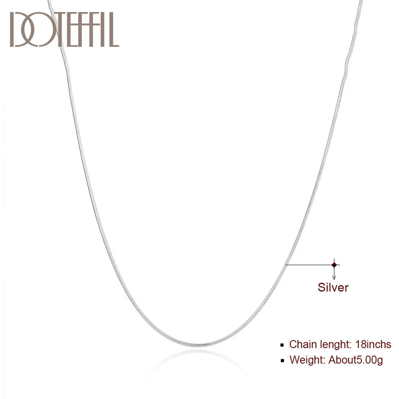 Unisex 925 Sterling Silver 1.2mm Snake Chain Necklace