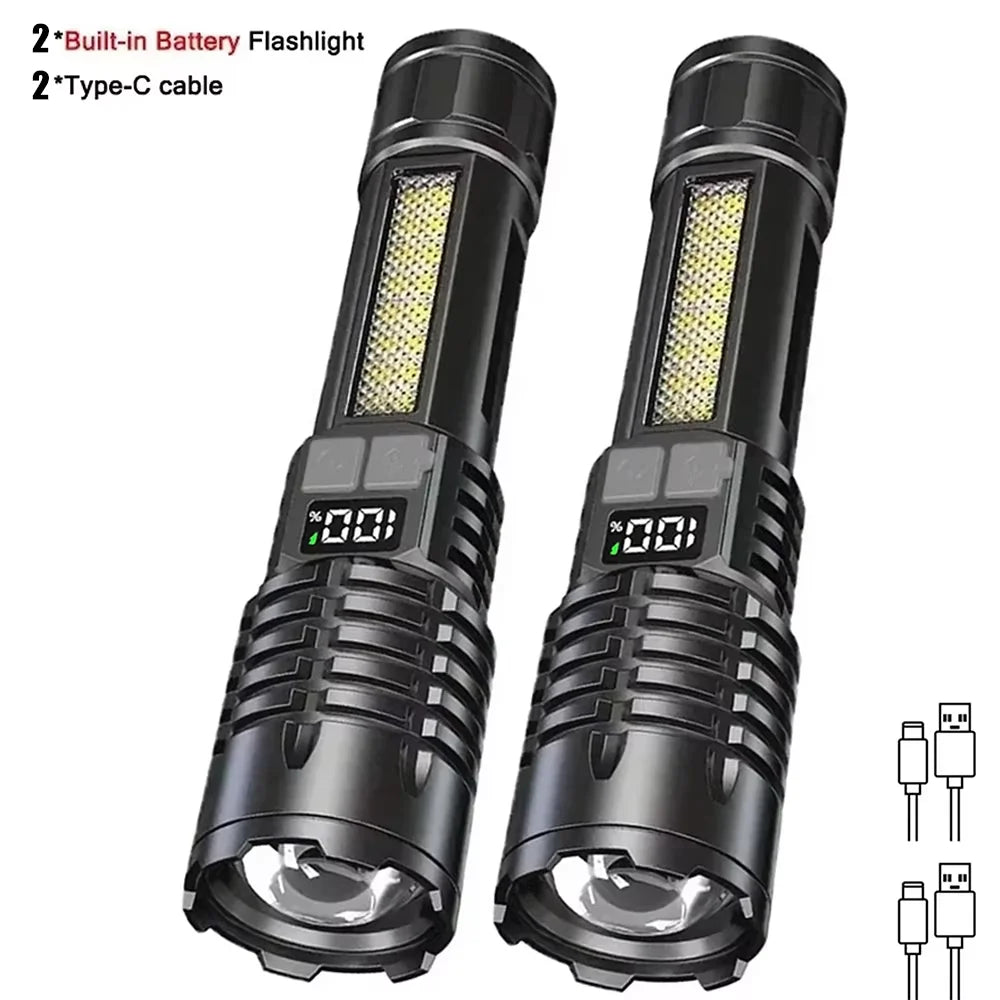 High Power LED Flashlight Zoomable USB Rechargeable Torch