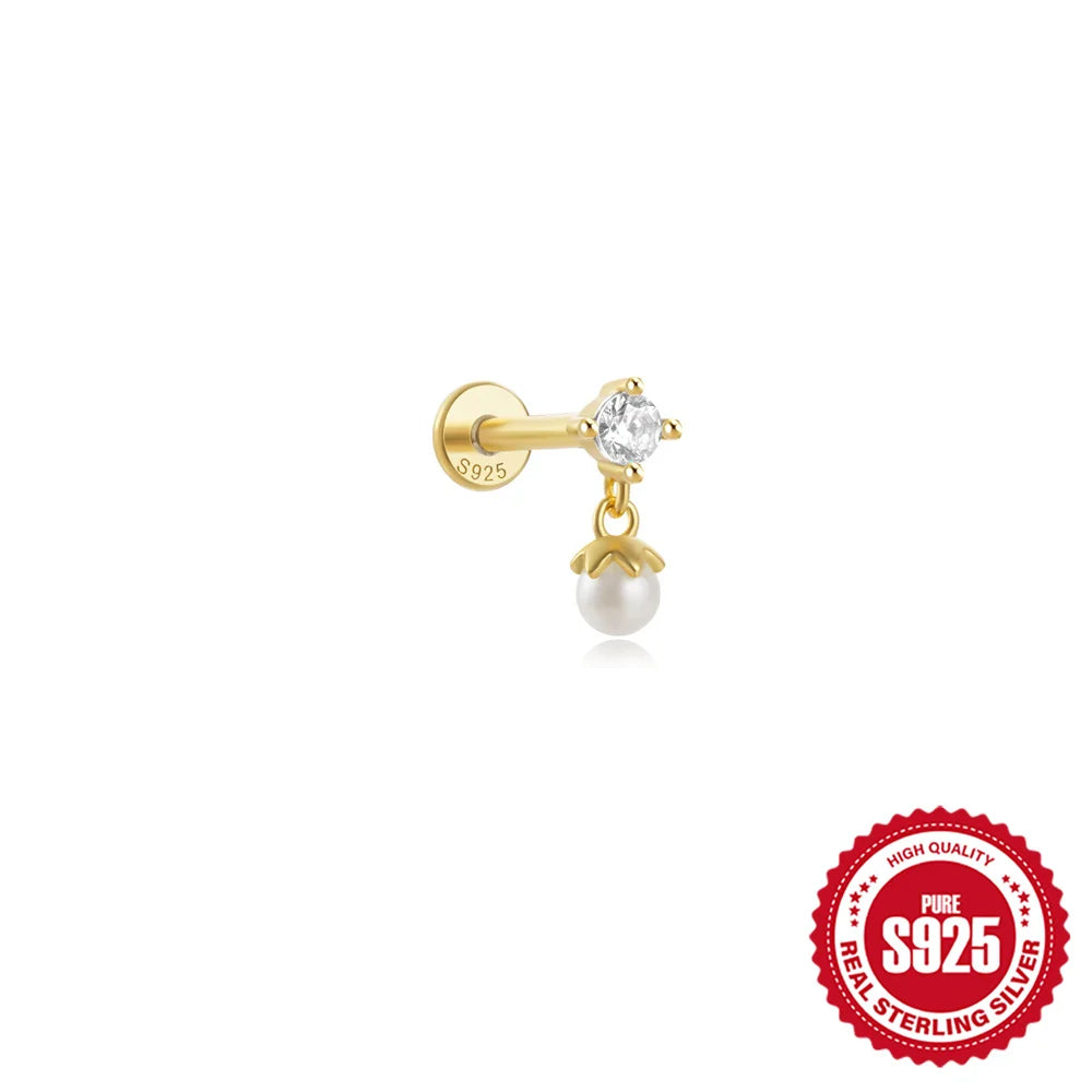 Women's 925 Sterling Silver Zircon Cartilage Stud Earring