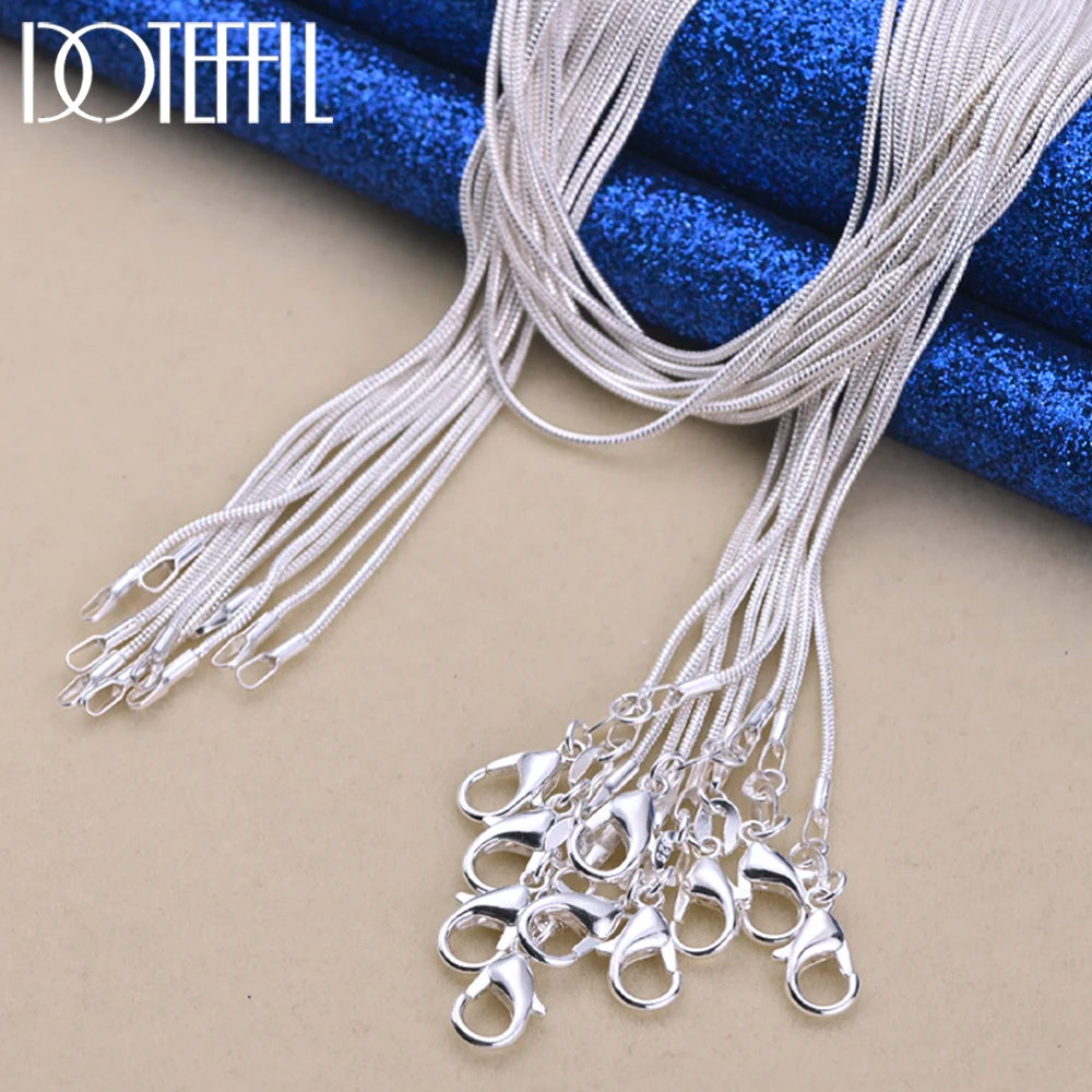 Unisex 925 Sterling Silver 1.2mm Snake Chain Necklace