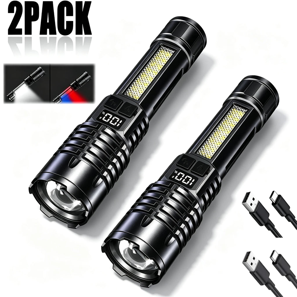 High Power LED Flashlight Zoomable USB Rechargeable Torch