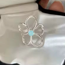 Women's 925 Sterling Silver Hollow Out Flower Ring