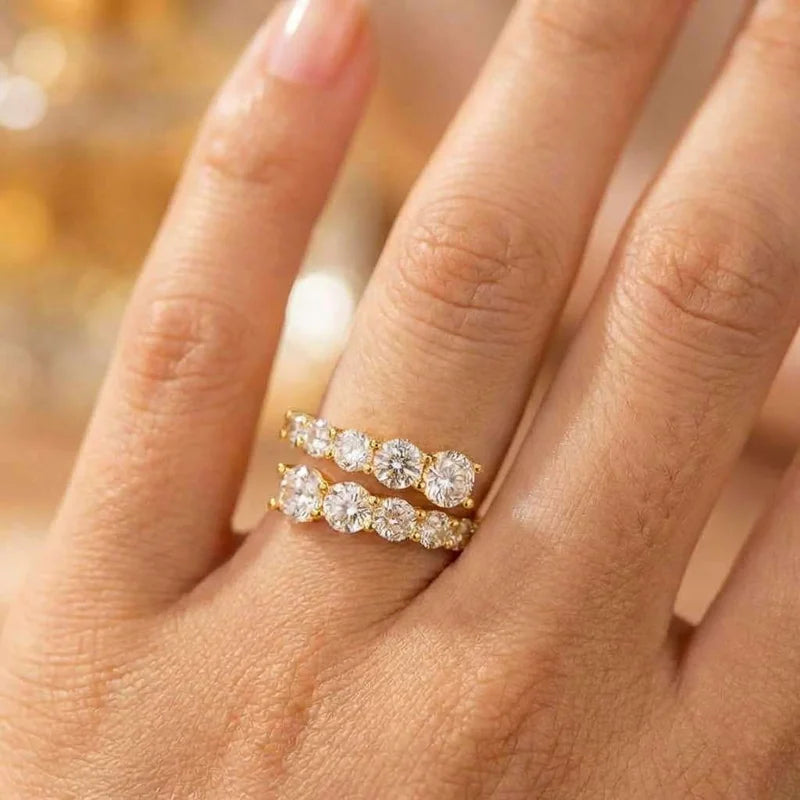 Women's 925 Sterling Silver Geometric Sparkling Cubic Zirconia Open Ring