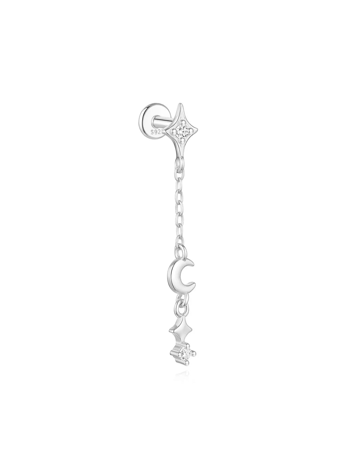 Women's 925 Sterling Silver Zircon Cartilage Stud Earring