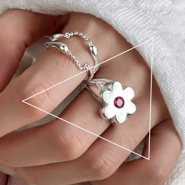 Women's 925 Sterling Silver Hollow Out Flower Ring