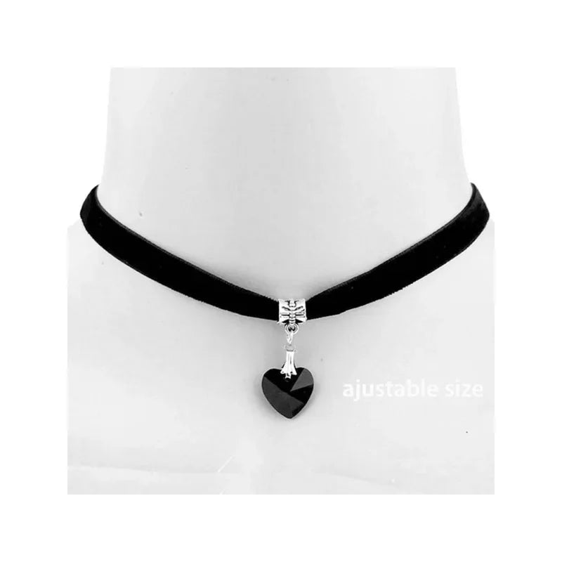 Women's Leather Gothic Heart Punk Choker Necklace