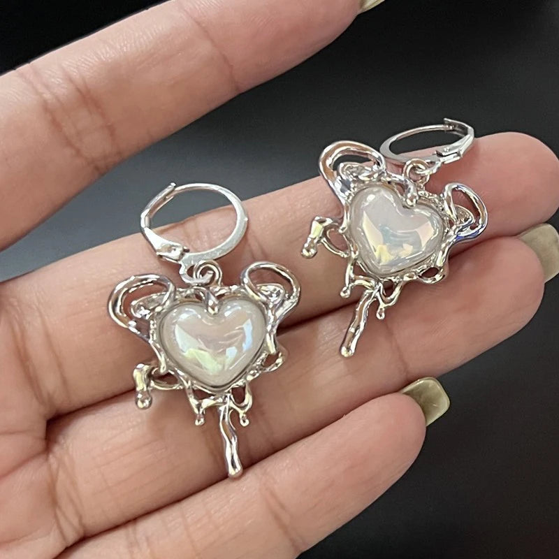 Women's Zinc Alloy Opal Hoop Earrings