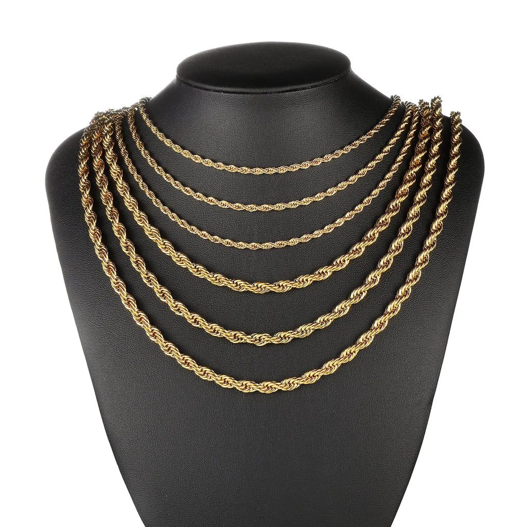 Unisex Stainless Steel Twisted Rope Chain Necklace