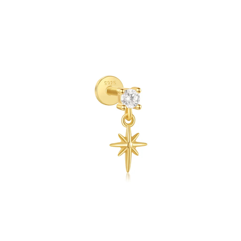Women's 925 Sterling Silver Zircon Cartilage Stud Earring