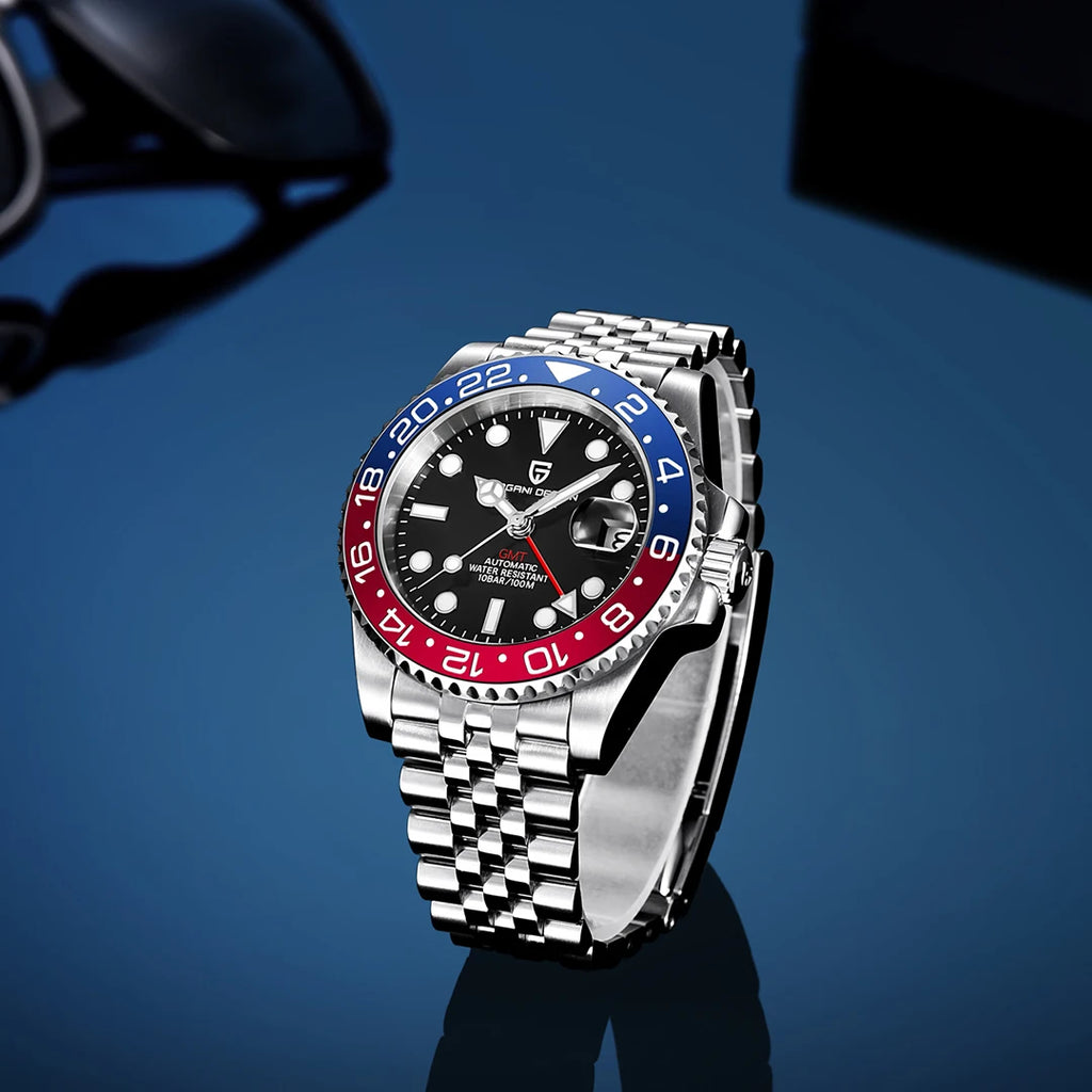 Men's Stainless Steel GMT Automatic Mechanical Wristwatch