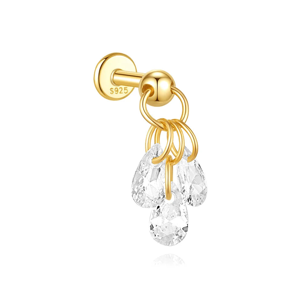 Women's 925 Sterling Silver Zircon Cartilage Stud Earring