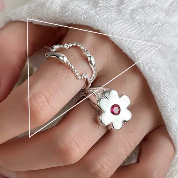 Women's 925 Sterling Silver Hollow Out Flower Ring