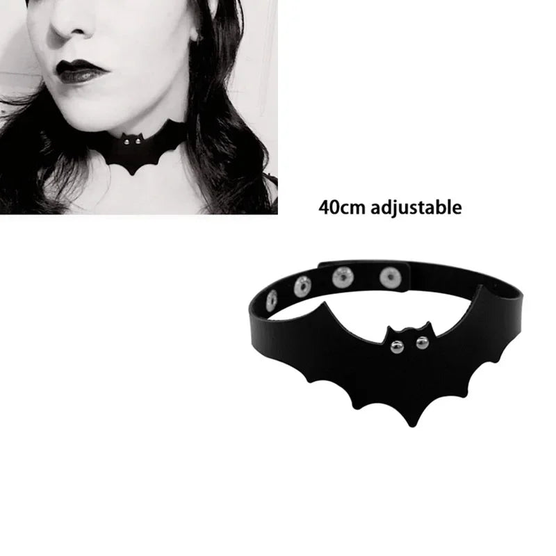 Women's Leather Gothic Heart Punk Choker Necklace