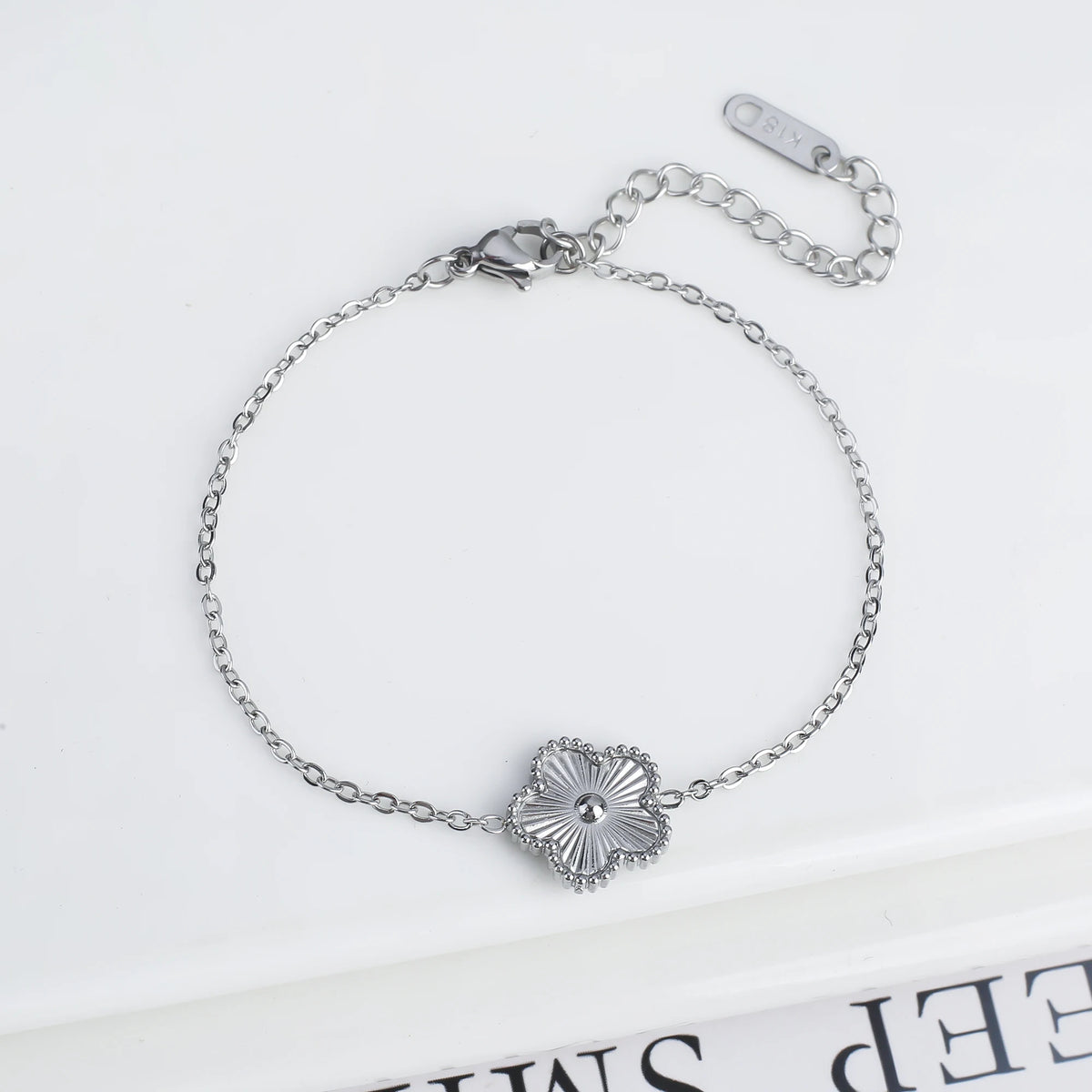 Women's Stainless Steel Five Clover Flower Chain Bracelet