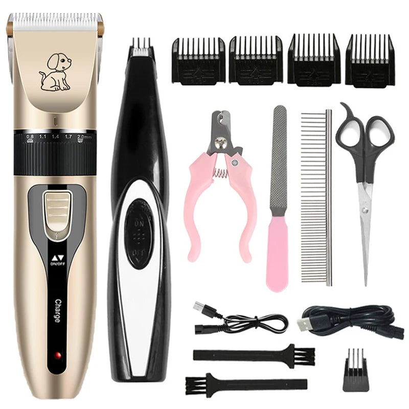 Electric Rechargeable Pet Clipper Grooming Kit Set