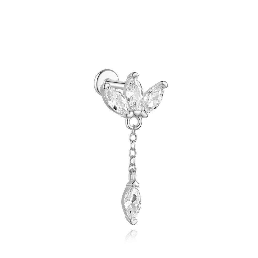 Women's 925 Sterling Silver Zircon Cartilage Stud Earring