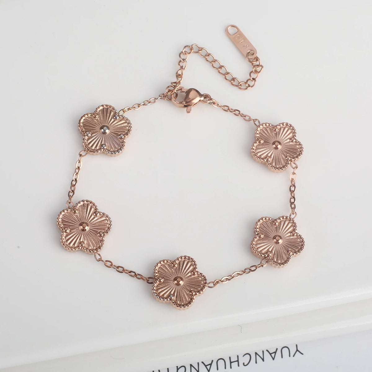 Women's Stainless Steel Five Clover Flower Chain Bracelet