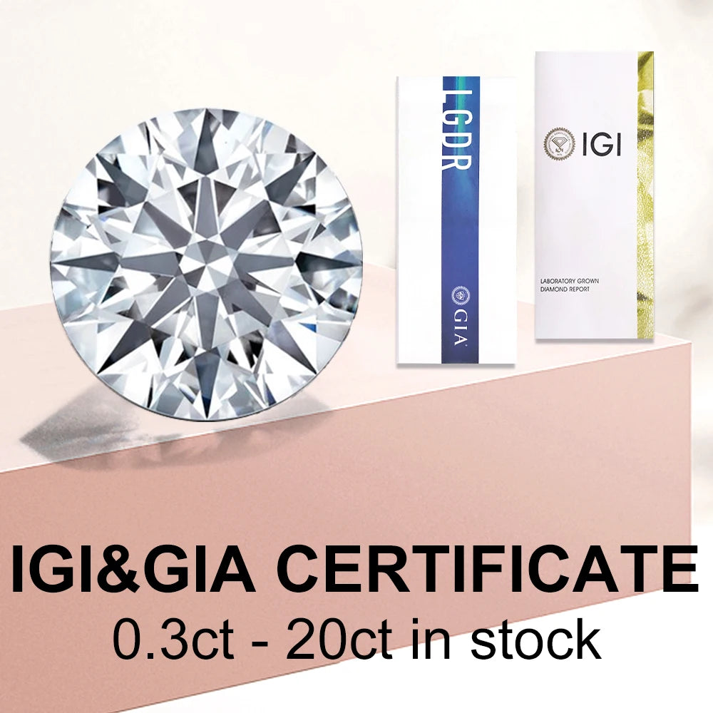 Unisex Round Cut Certified Lab Grown Diamond