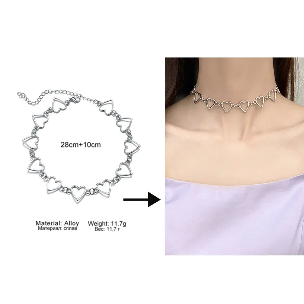Women's Leather Gothic Heart Punk Choker Necklace