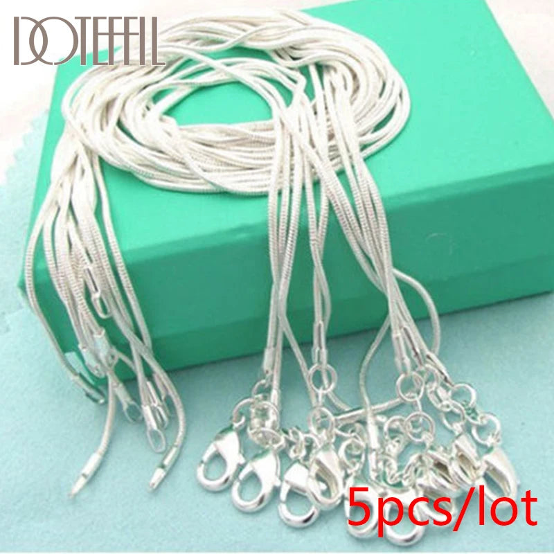 Unisex 925 Sterling Silver 1.2mm Snake Chain Necklace