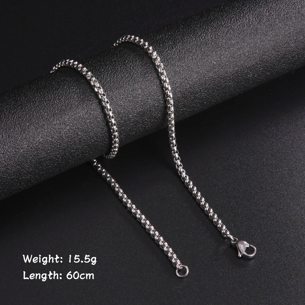 Men's Stainless Steel 60cm Box Chain Necklace