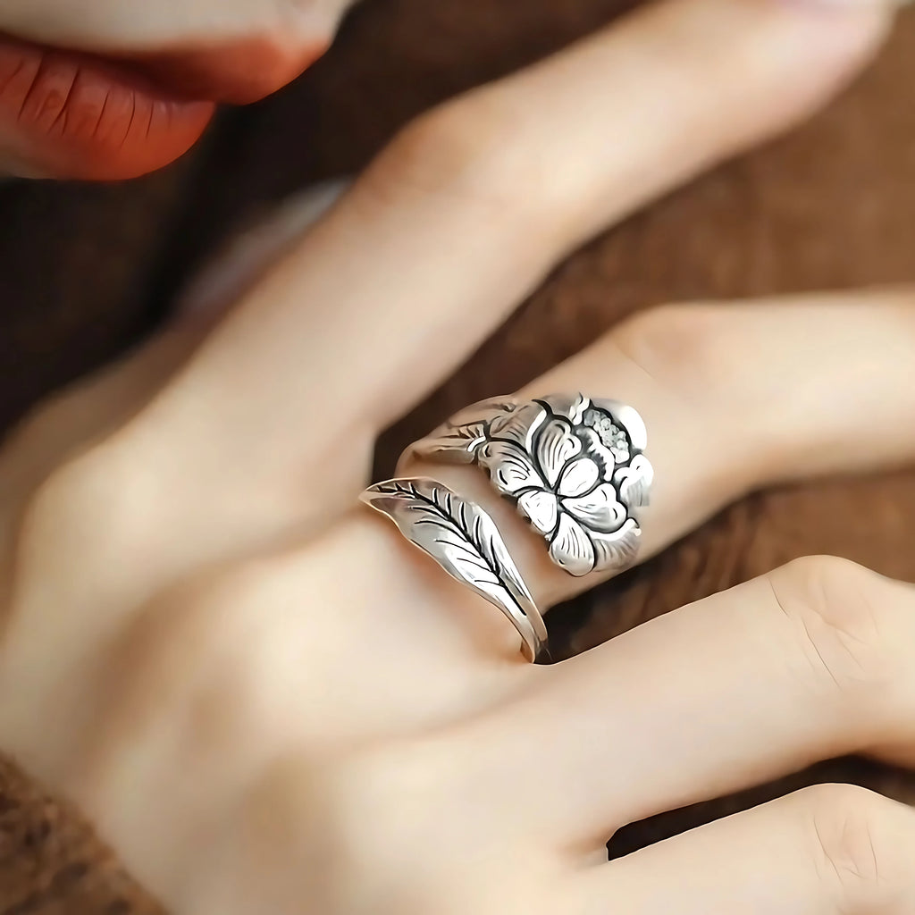 Women's 925 Sterling Silver Hollow Out Flower Ring