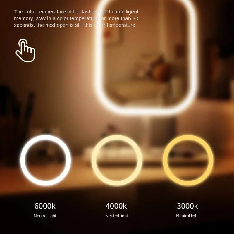 LED Desktop Vanity Makeup Mirror with 3-Color Light