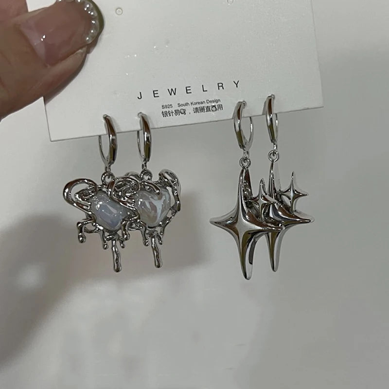 Women's Zinc Alloy Opal Hoop Earrings