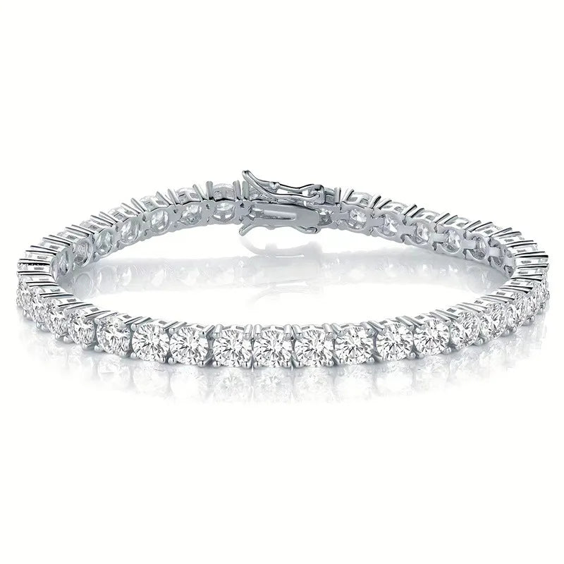 Unisex 925 Sterling Silver Cubic Zircon Tennis Bracelet