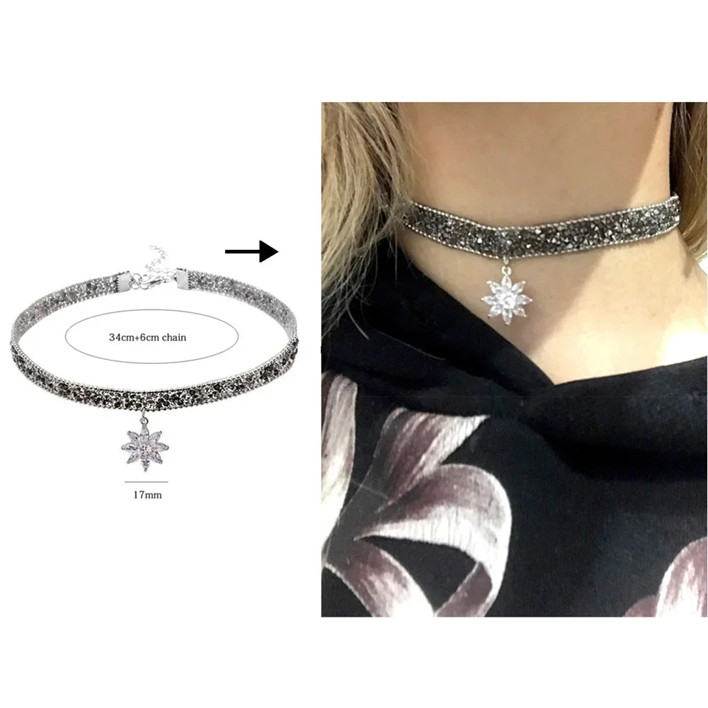 Women's Leather Gothic Heart Punk Choker Necklace