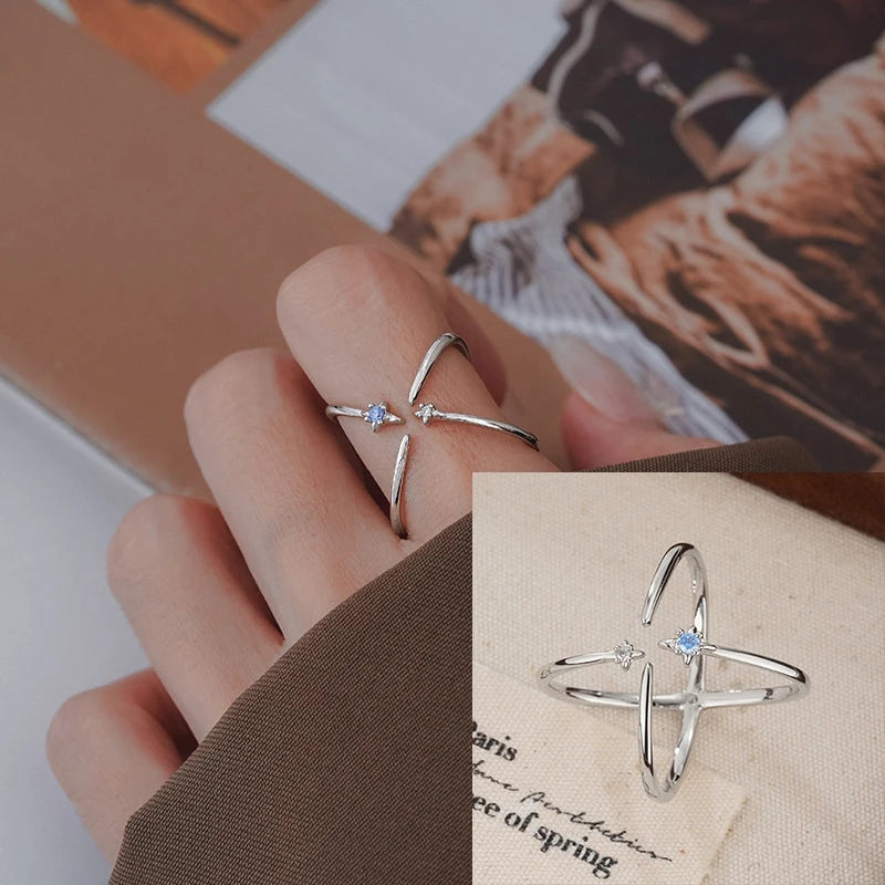 Women's 925 Sterling Silver Hollow Out Flower Ring