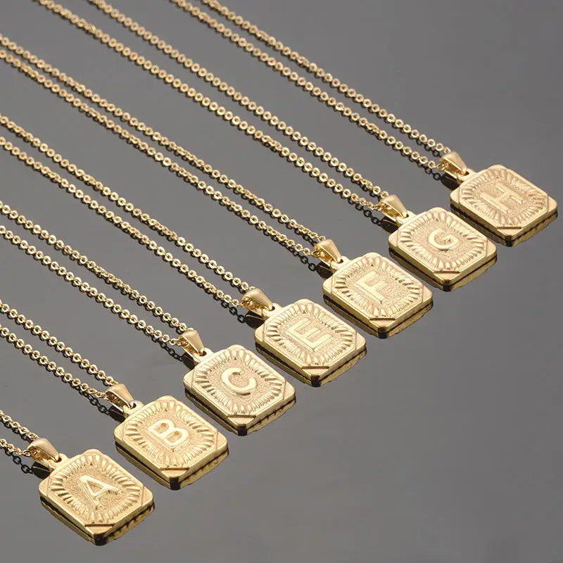 Unisex Stainless Steel Initial Letter Pendant Necklace
