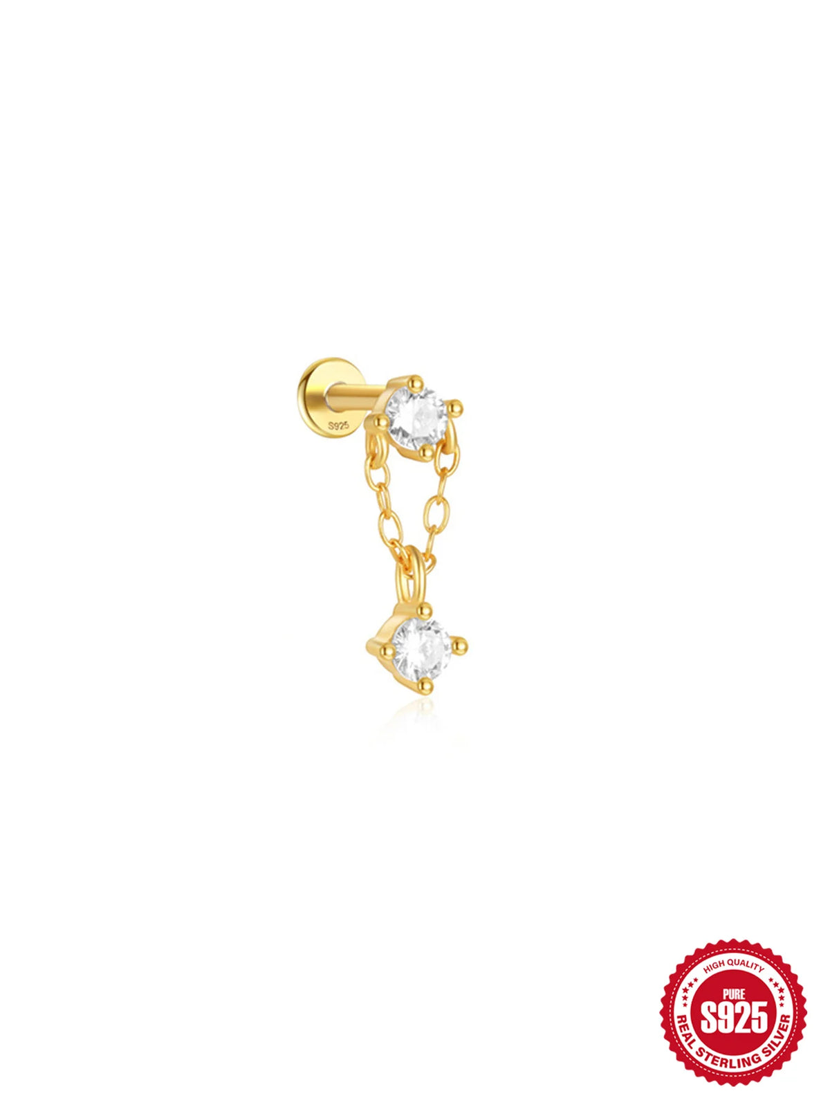 Women's 925 Sterling Silver Zircon Cartilage Stud Earring