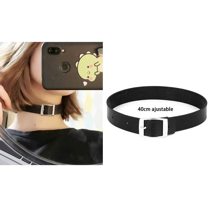 Women's Leather Gothic Heart Punk Choker Necklace