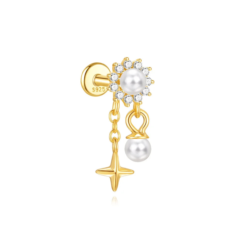 Women's 925 Sterling Silver Zircon Cartilage Stud Earring
