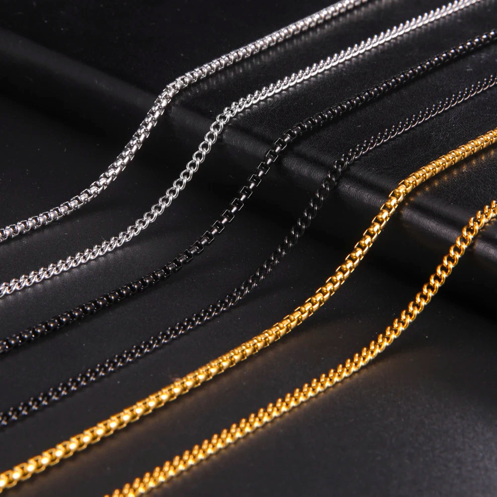 Men's Stainless Steel 60cm Box Chain Necklace