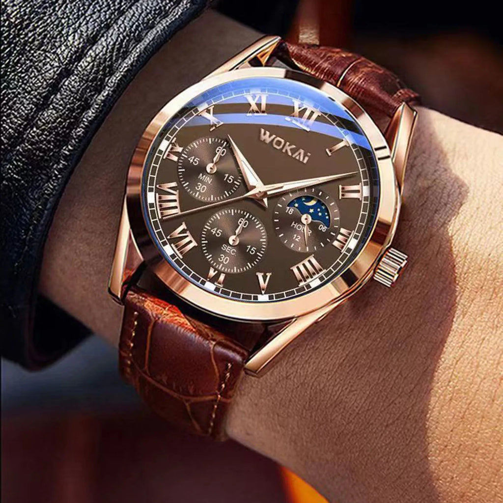 Men's PU Leather Analog Quartz Wristwatch with Calendar