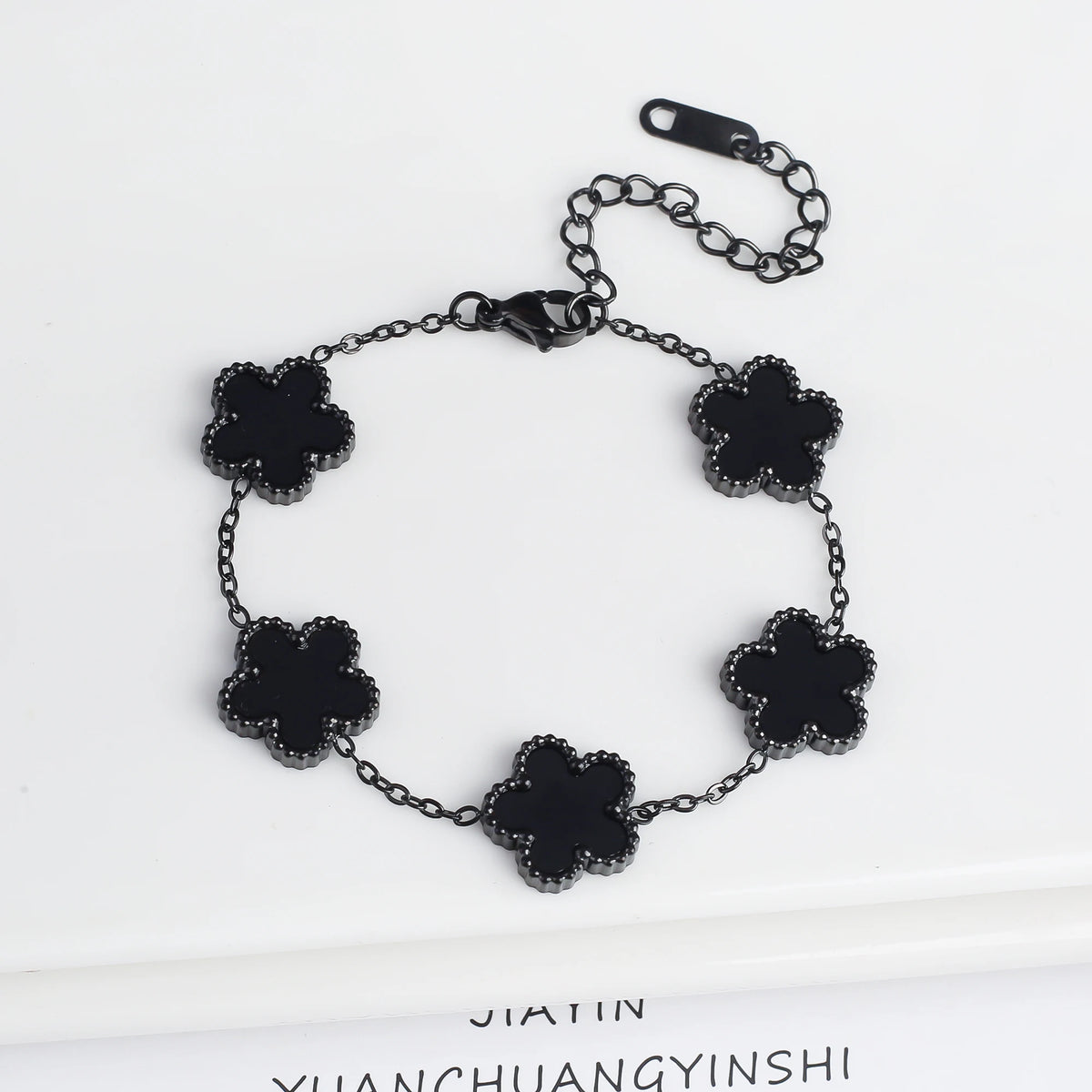 Women's Stainless Steel Five Clover Flower Chain Bracelet
