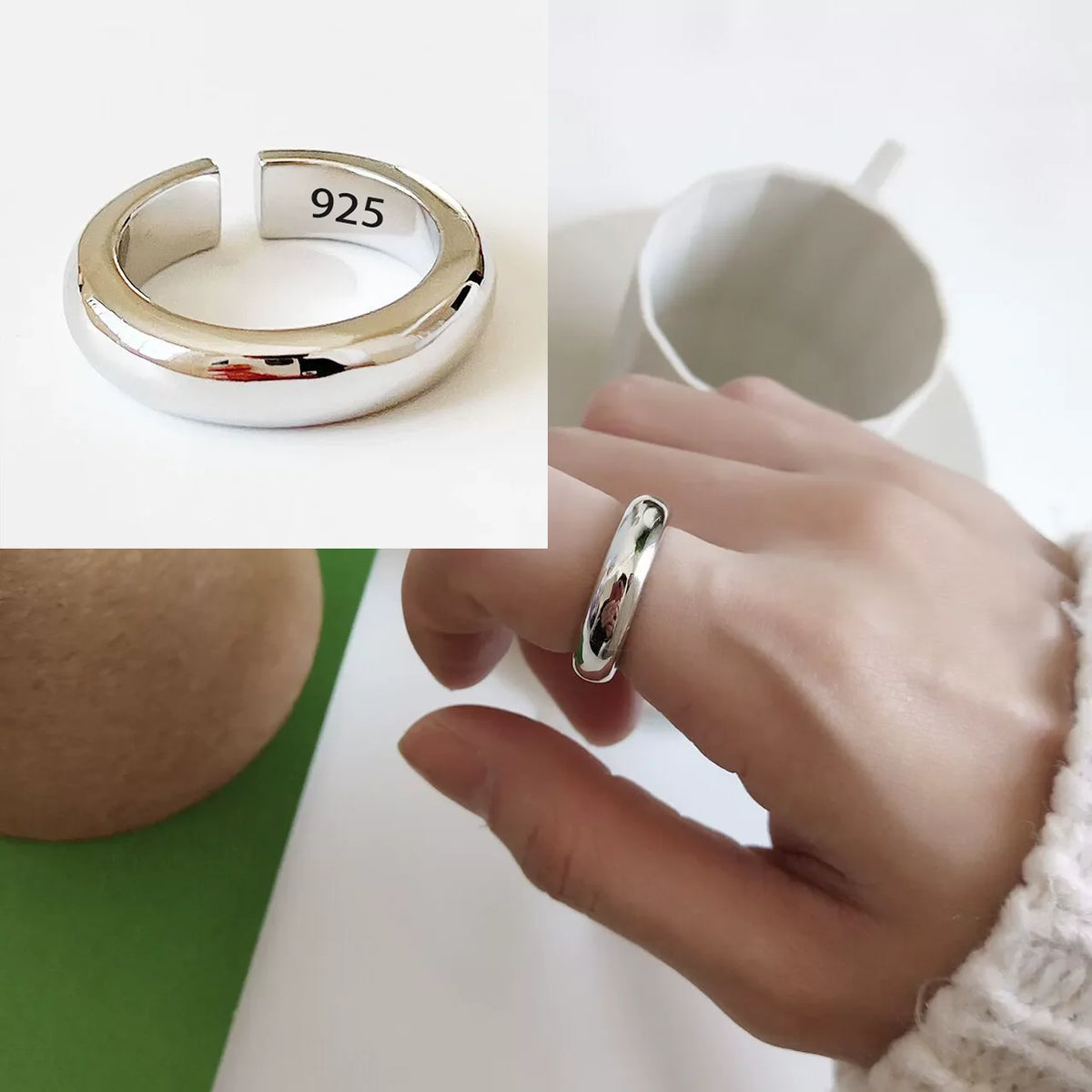 Women's 925 Sterling Silver Hollow Out Flower Ring