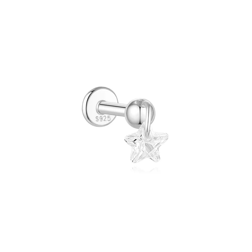 Women's 925 Sterling Silver Zircon Cartilage Stud Earring