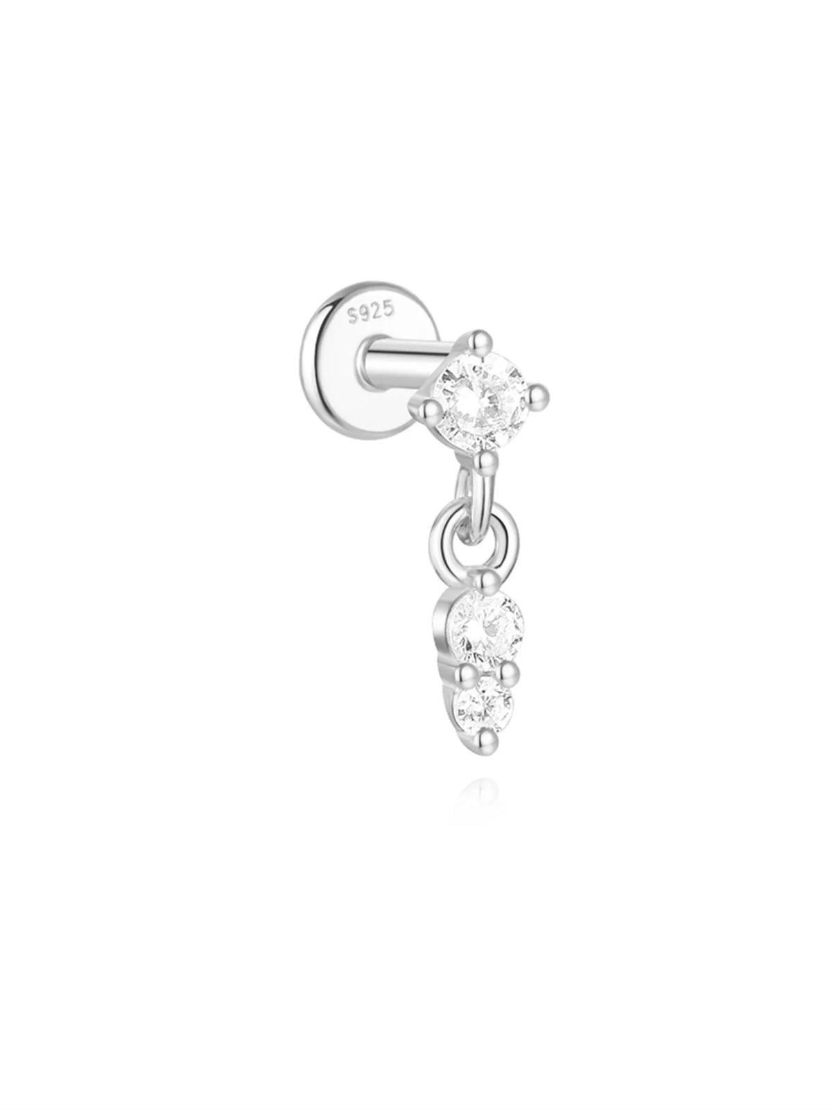 Women's 925 Sterling Silver Zircon Cartilage Stud Earring