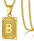 Unisex Stainless Steel Initial Letter Pendant Necklace