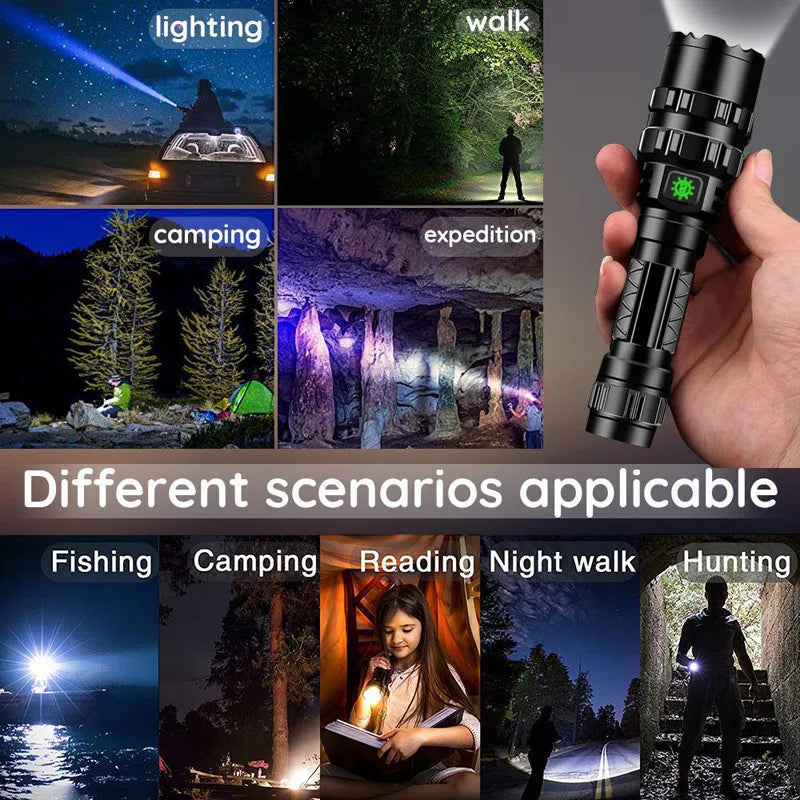 LED Tactical Hunting Flashlight USB Rechargeable Scout Torch