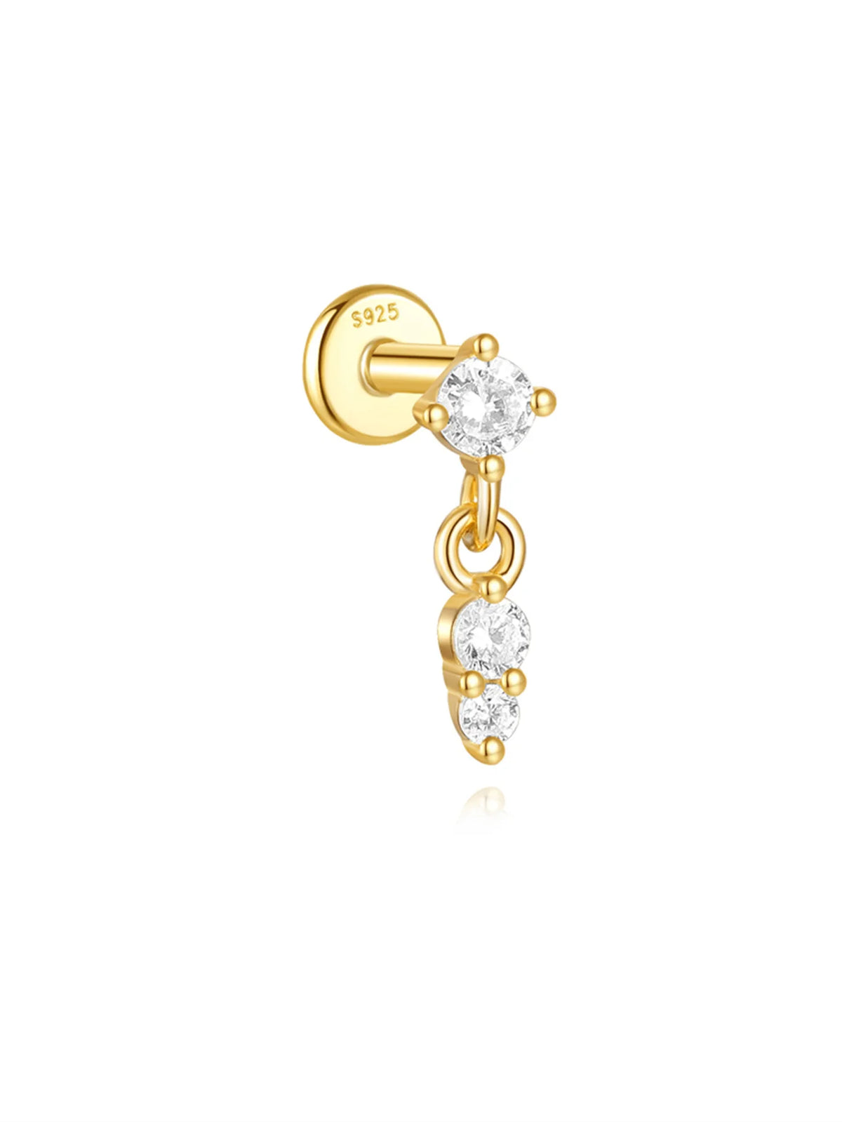 Women's 925 Sterling Silver Zircon Cartilage Stud Earring