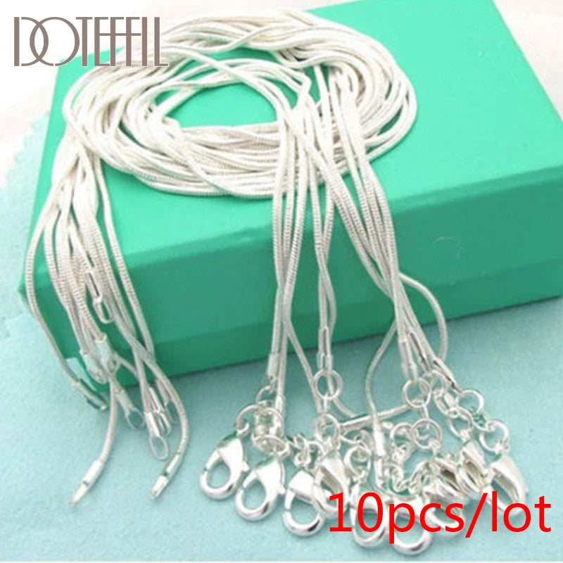 Unisex 925 Sterling Silver 1.2mm Snake Chain Necklace