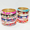 Women's Zinc Alloy Floral Enamel Open Cuff Bracelet 12-Piece Set