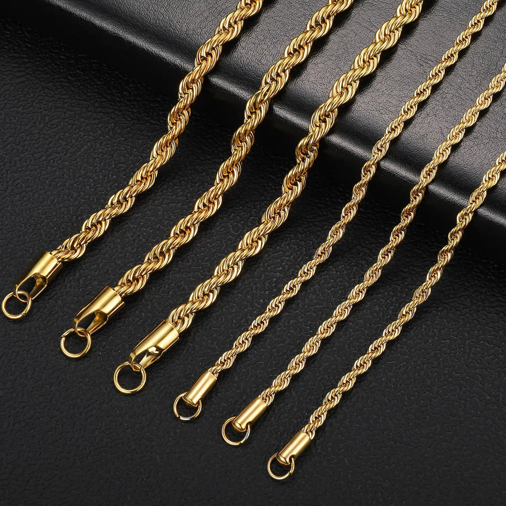 Unisex Stainless Steel Twisted Rope Chain Necklace