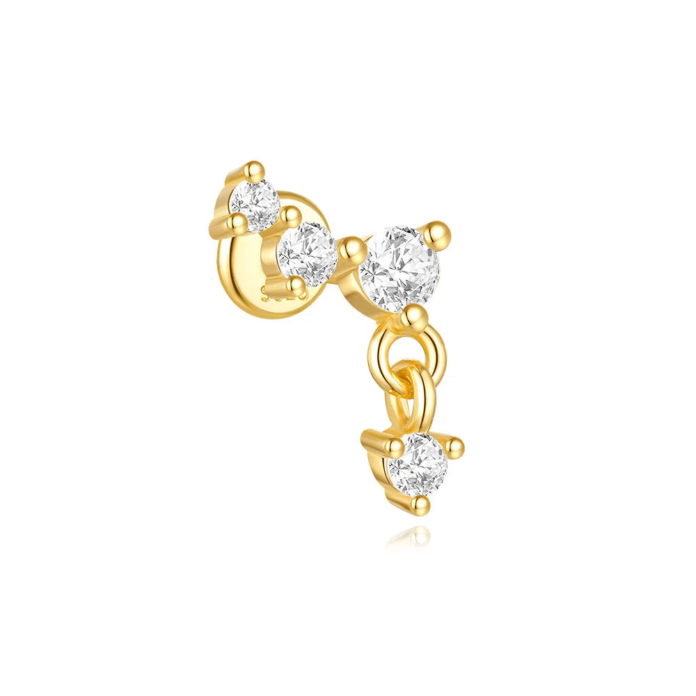 Women's 925 Sterling Silver Zircon Cartilage Stud Earring